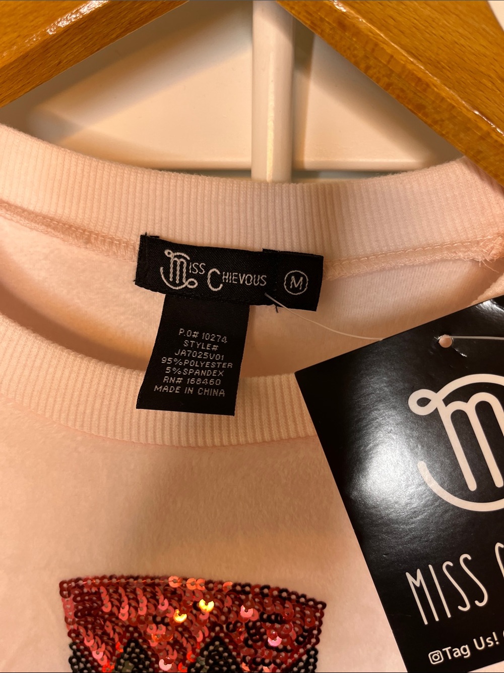 Miss Chievous Pink Sequin Nutcracker Crewneck Sweater M - Picture 2 of 10